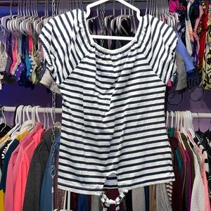 Like new Place crop top natural look blue white stripe